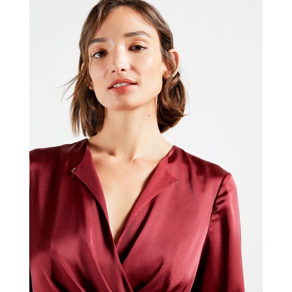 Side Wrap Pleated Dress Red Ted 